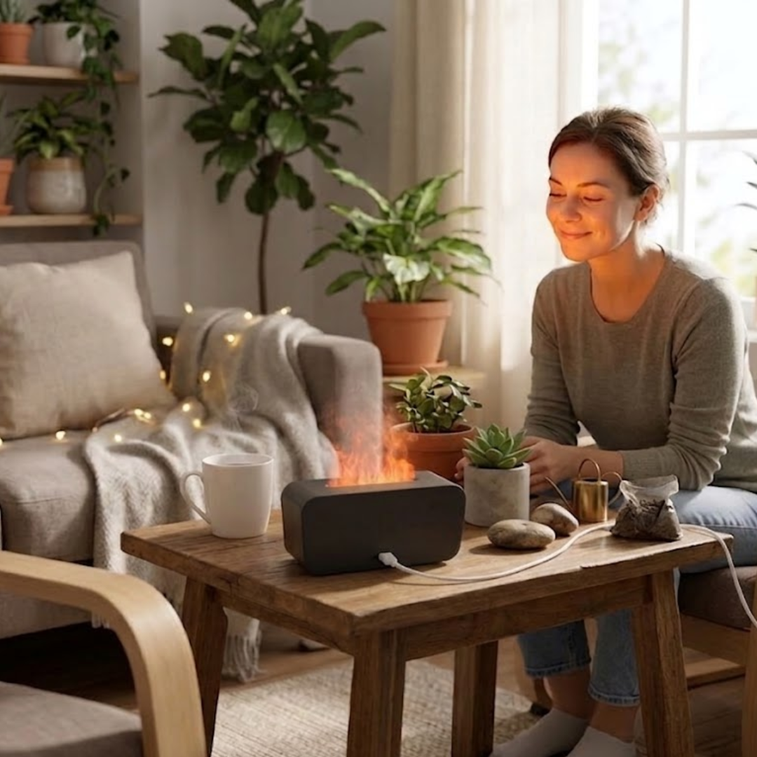plant mom humidificateur flamme ambiance cosy 